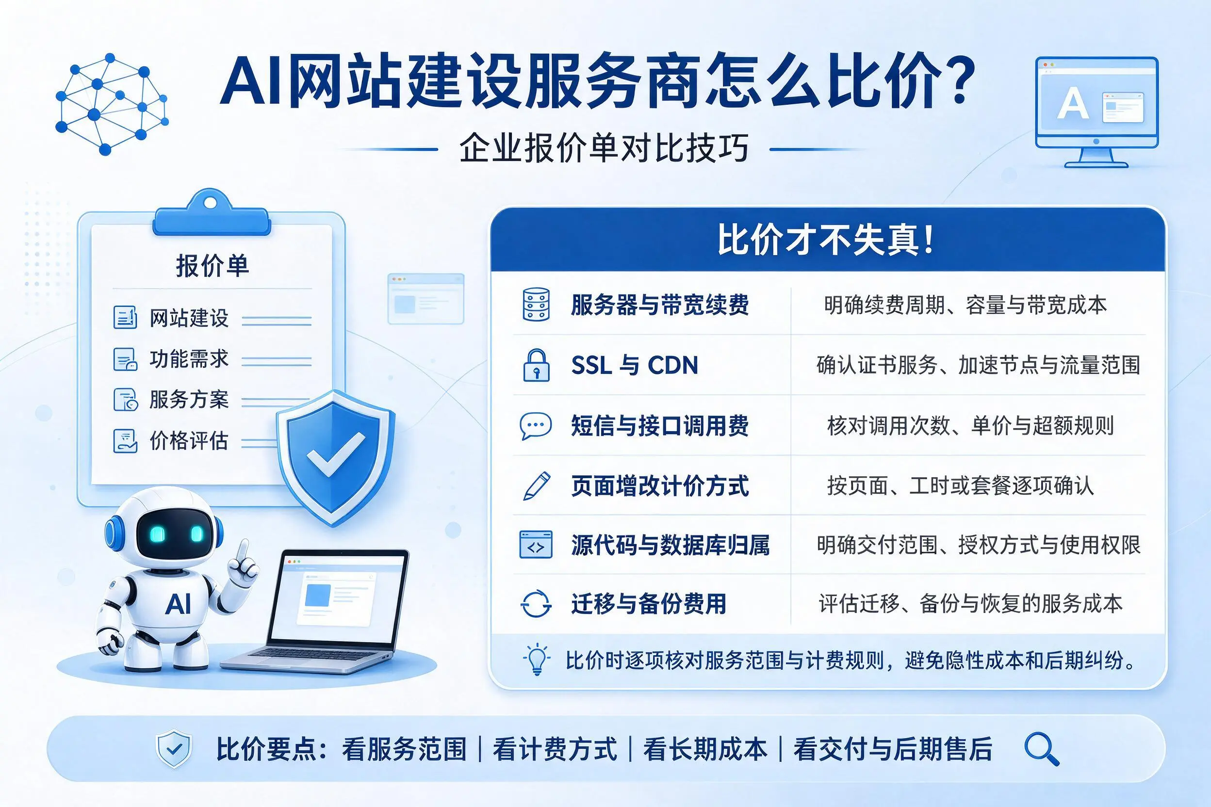 AI网站建设服务商怎么比价?长沙企业报价单对比技巧